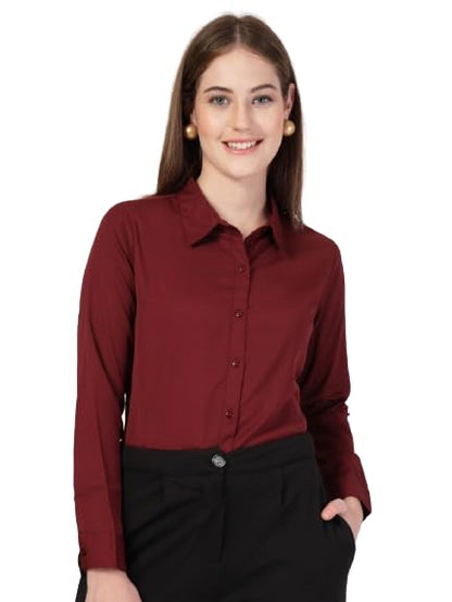 Style Quotient Women Maroon Formal Shirt