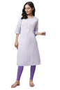 Aurelia Women's Purple Pure Cotton Straight Kurta and Tight Set (Size: S)-VCSTB2A-10077