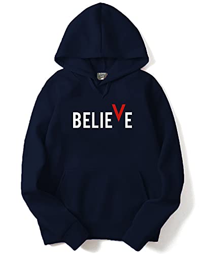 ADRO Men's Cotton Neck Hooded Sweatshirt (H21-M-BVV-NB_Navy_XL)