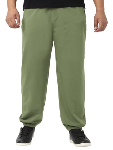 Bewakoof MenS Solid Oversized Fit Cotton Poly Plus Size Joggers_646465_Green_5Xl
