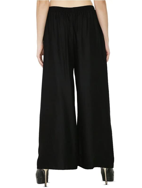 Fashion Gallery WomenS Rayon Relaxed Fit Palazzo Pants With Full Length Pull On Closure And Elasticated Flexible Waist|Palazzo
