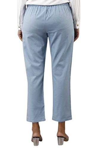 Digital Shopee Regular Fit Women S Pure Cotton Trousers Pants For Everyday Use, College Wear, Office, Casual Wear, Light Blue,