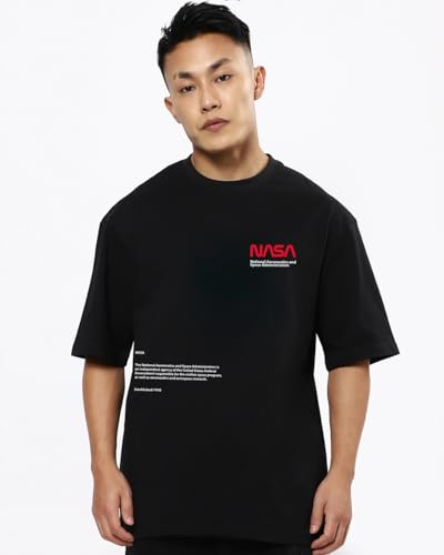 Bewakoof MenS Typography 100% Cotton T-Shirt - Oversized Fit, Round Neck, Half Sleeves