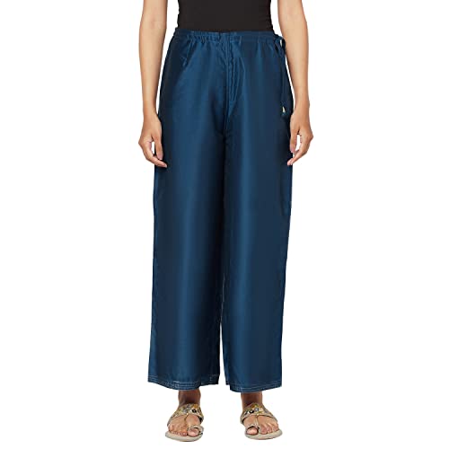 Fabindia Women Silk Waist Tie Up Ijar Pant Cotton_Xs Blue