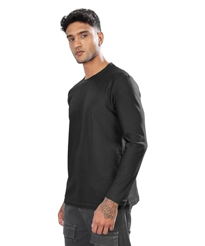 SHODOX Mens Polyblend Regular Fit Long Sleeve Solid Round Neck T-Shirts for Men (Pack of 1)