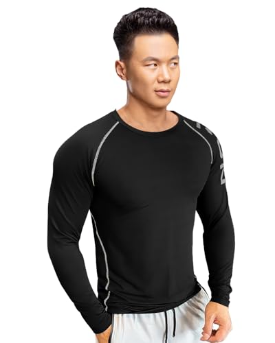 EYEBOGLER Men Round Neck Solid Full Sleeve Regualr Fit T-Shirt Black