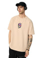 The Souled Store Bliss Men and Boys Short Sleeves Round Neck Beige Embellished Cotton Oversized T-Shirts