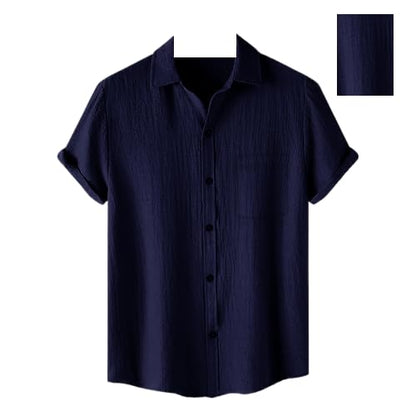 Pinkmint Mens Solid Classic Fit Shirt Navy Blue