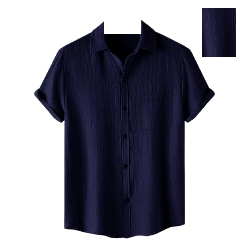 Pinkmint Mens Solid Classic Fit Shirt Navy Blue