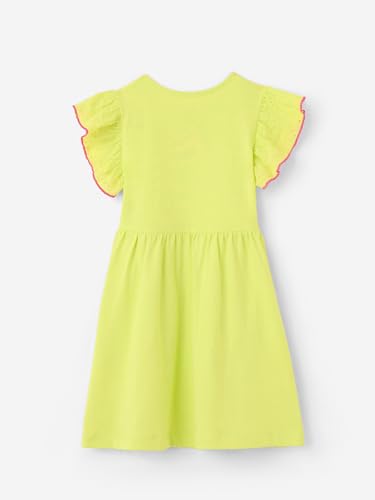 The Souled Store Bloom Girls Round Neck Short Sleeves Green Embroidered Knee Length Cotton Dresses (2-8 Yrs)