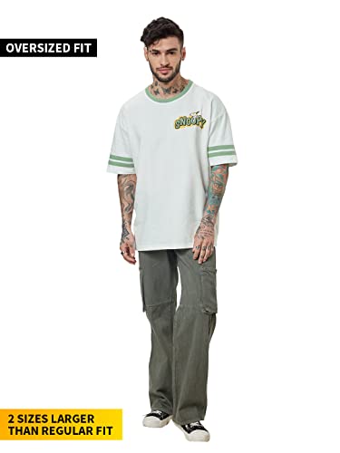 The Souled Store| Official Peanuts: Snoopy Sketch Mens And Boys T-Shirts|Half Sleeve|Oversized Fit Graphic Printed|100% Cotton W