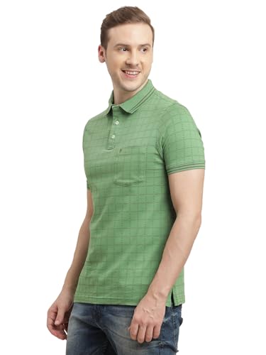 Turtle Men 100% Cotton Green Printed Polo T-Shirt