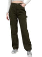 Style Quotient Women Relaxed Fit High Rise Carpenter Jeans Olive