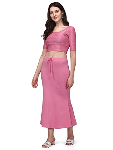 Shiv Textiles Round Neck Dobby Cotton Lycra Stretchable Elbow Sleeve Readymade Saree Blouse For Women Stylish (Pinkover Size)