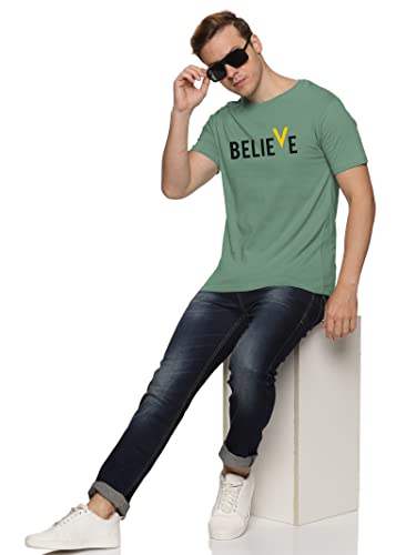 ADRO Men's Believe Design Printed T-Shirt (RNR-M-BVV-PT_Pista)
