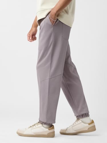 The Souled Store Iris Men and Boys Drawstringed Grey Solid Cotton Blend Oversized Joggers
