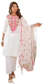 LookMark Women's Embroidered Cotton Blend Set: This Elegant Ensemble For Special & Casual Wear, Includes A Straight Kurta Pant With Dupatta