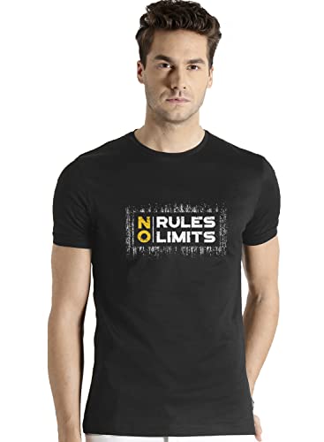 ADRO No Rules No Limits Mens Printed T-Shirt (RNR-M-LIM-BL_Black)