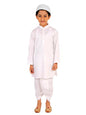 Vastramay Boys White Kurta, Dhoti And Muslim Prayer Cap Set