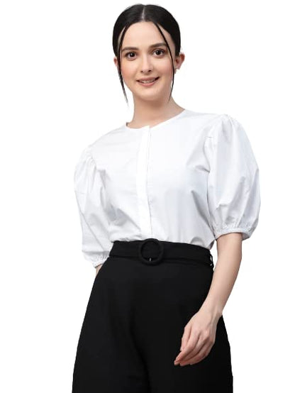 Style Quotient Women Solid Light Blue Polycotton Regular Formal Shirt