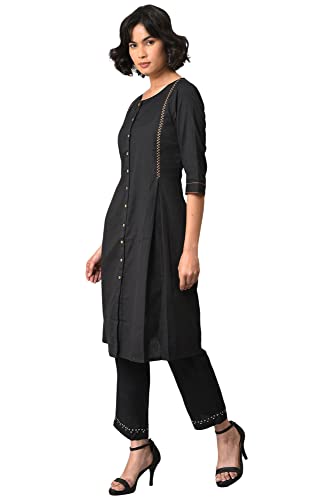 W for Woman Women's Cotton Blend Solid Kurta & Straight Pant
