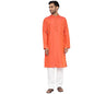 Fabindia Men Slim Fit Long Kurta Linen_M Orange