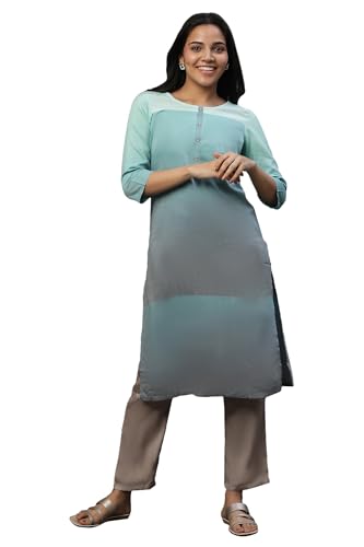Aurelia Women? Yarn Dyed Printed Straight Kurta | Round Neck Kurta for Women | Yarn Dyed Printed Kurta for Women | Beautiful Regular Fit Kurta for Women