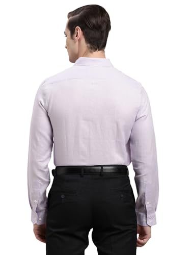 Turtle Men Purple Slim Fit Solid Pure Linen Formal Shirt
