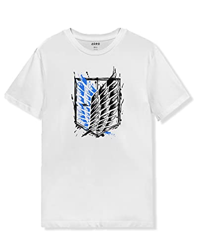 ADRO Mens Attack on Titan Cotton T-Shirt (2XL, White)