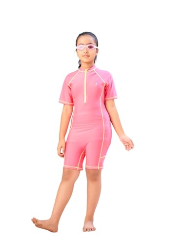 Aarika Girls Sports Wear Pink Colour Solid Nylon Swim Suit (4-15 Years)-(Sw-Shm-Ab-603)