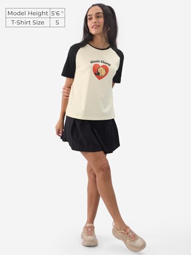 The Souled Store Official Popeye: Classic Charm Women and Girls Short Sleeve Round Neck Round Neck Grey Cotton Relaxed Fit T-Shi