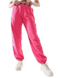 Hubberholme Women Printed Jogger High-Rise Casual Track Pants 12 Pink