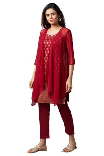 Aurelia Women's Printed A-Line Kurta Set with Trousers & Dupatta