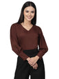 Style Quotient Women Brown Self Design Polyester Regular Smart Casual Top