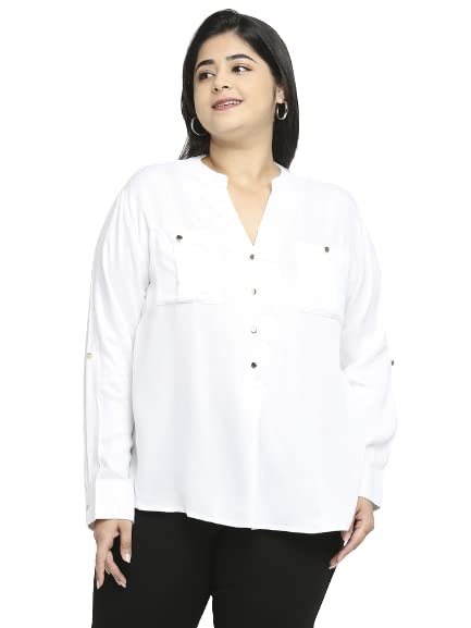 Style Quotient Women White Solid Plus Size Shirts