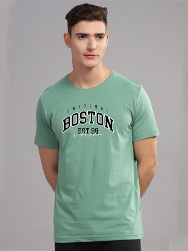 ADRO Mens Printed T Shirt - Premium Cotton Graphic Printed Tshirt - Pista T-Shirt - RN24-BOST-PT