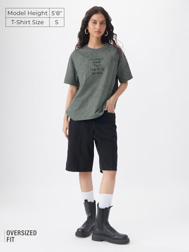 The Souled Store Harry Potter: Mischief Managed Women and Girls Short Sleeves Round Neck Graphic Printed Cotton Lightweight Ever