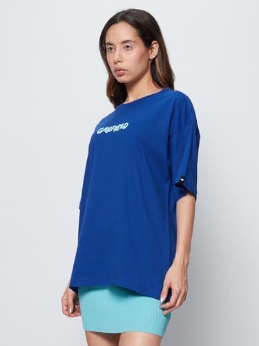 Bewakoof X Official Garfield Merchandise Womens Lazy Garfield Graphic Printed 100% Cotton T-Shirt - Oversized Fit, Round Neck,