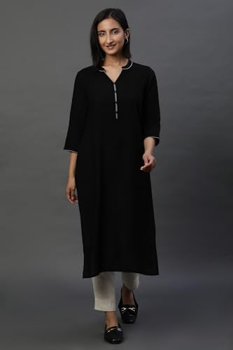 Aurelia Women's Solid Rayon Straight Kurta