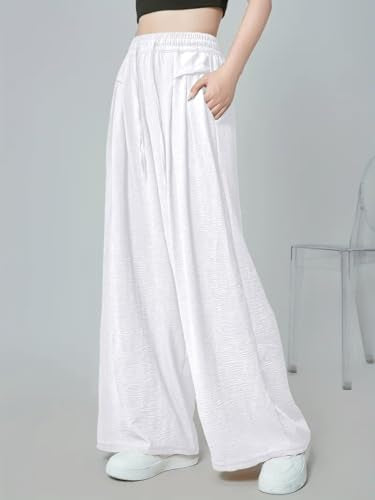 Greciilooks WomenS Loose High Rise Textured Trousers | High-Waisted Pant | Korean Trousars