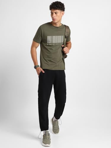 Nobero MenS Regular Fit T-Shirt (1M-Twts-C0812-Og_Olive Green