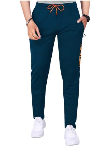 Pinkmint Lycra Soild Track Pant for Men & Elastic Jogger Gym Wear, Yoga Wear, Sports, Regular Wear (Pack of 1) Navy Blue
