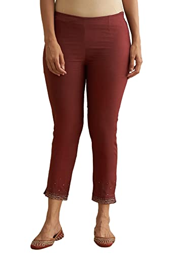 W for Woman Folksong Cotton Blend Strechable Slim Pants for Women | Cotton Blend Slim Pants for Women | Trousers for Women