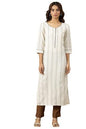 Aurelia Women? Striped Straight Cotton Blend Kurta | Lightweight Round Neck Kurta for Women Cotton | Yarn Dyed Kurta for Women | Soft & Breathable Regular Fit Kurta for Women