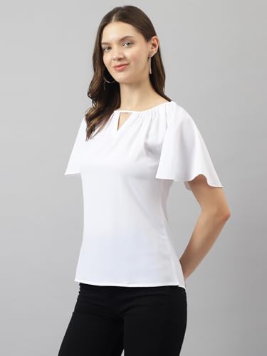 Toochki Womens White Rayon Solid Straight Western Top | Winter Top | Western Top | Top for Women | Latest Women Top | Trendy Wo