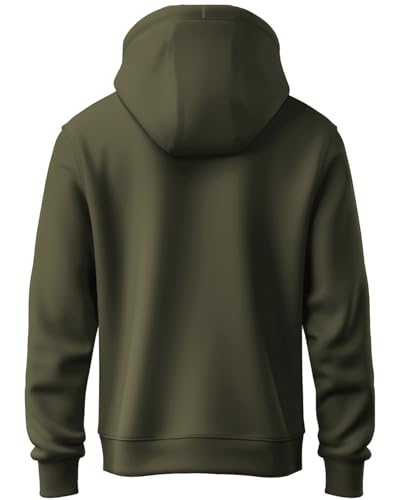 ADRO Mens Cotton Blend Neck Hooded Sweatshirt (H24-BCL-OL_Olive