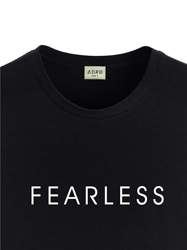 ADRO Men's Solid Regular Fit T-Shirt (RN24-FRL-BL_Black