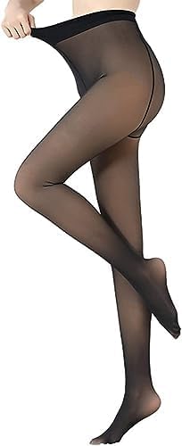 Digital Shopee Fleece Lined Tights Women Velvet Touch Leggings Thermal Fake Translucent Opaque High Waisted Winter -Tone Tight F