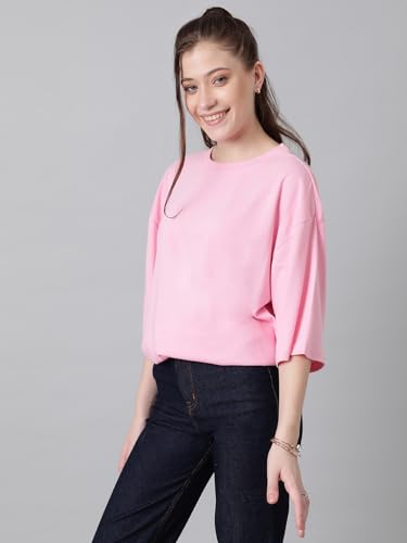 KOTTY Womens Cotton Blend Solid Oversized T-Shirts