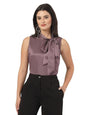 Style Quotient Women Solid Mauve Regular Fit Formal Satin Top